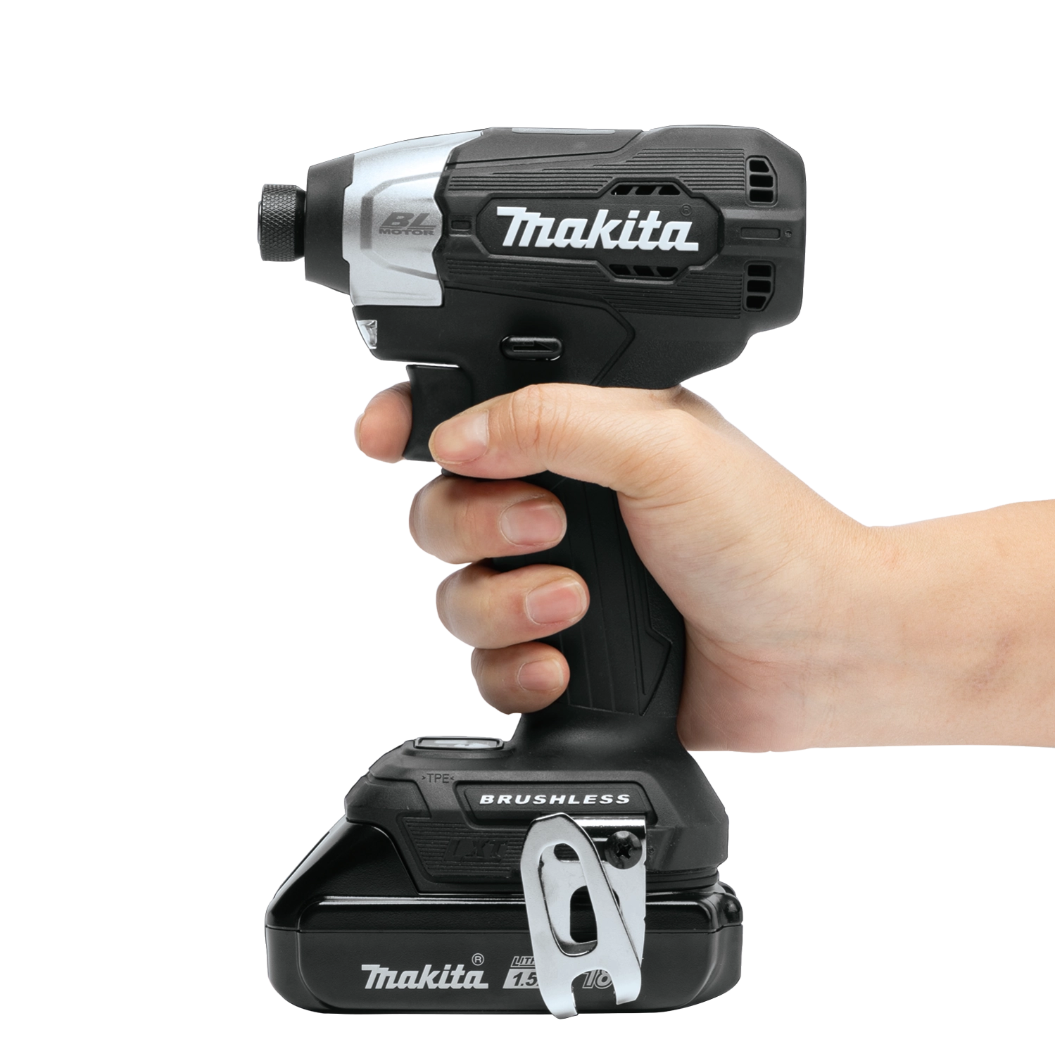 side view of makita 18v lxt sub-compact driver-drill showing compact profile
