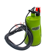 deeper angled view of pump showing cord and outlet threading
