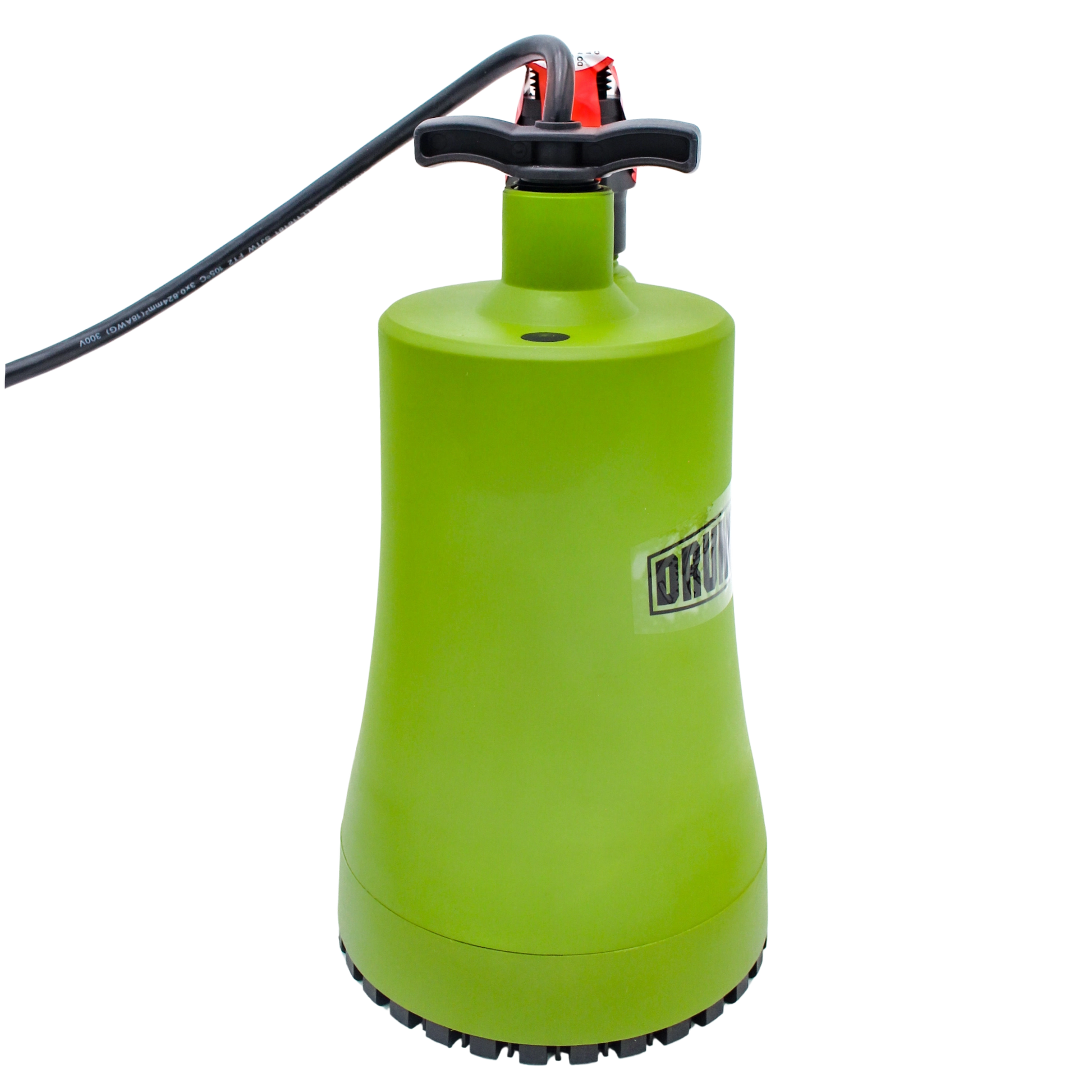 left side of utility pump with profile view of handle and housing
