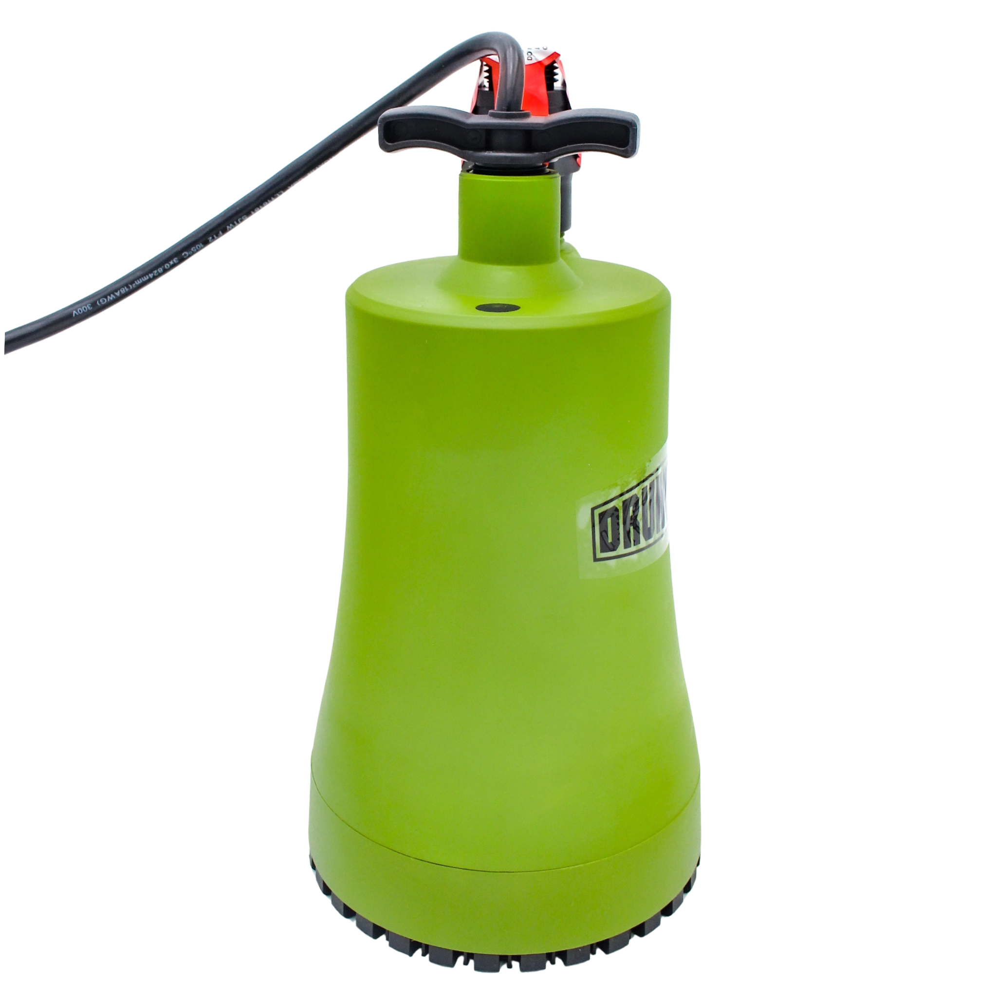 left side of utility pump with profile view of handle and housing
