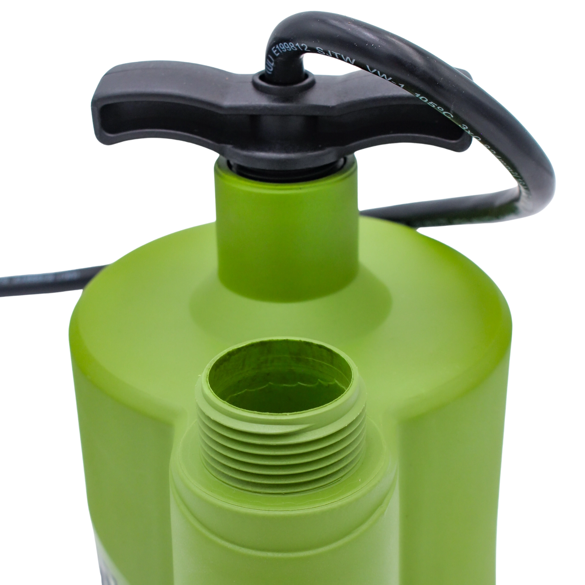 top angled view showing handle and threading at outlet
