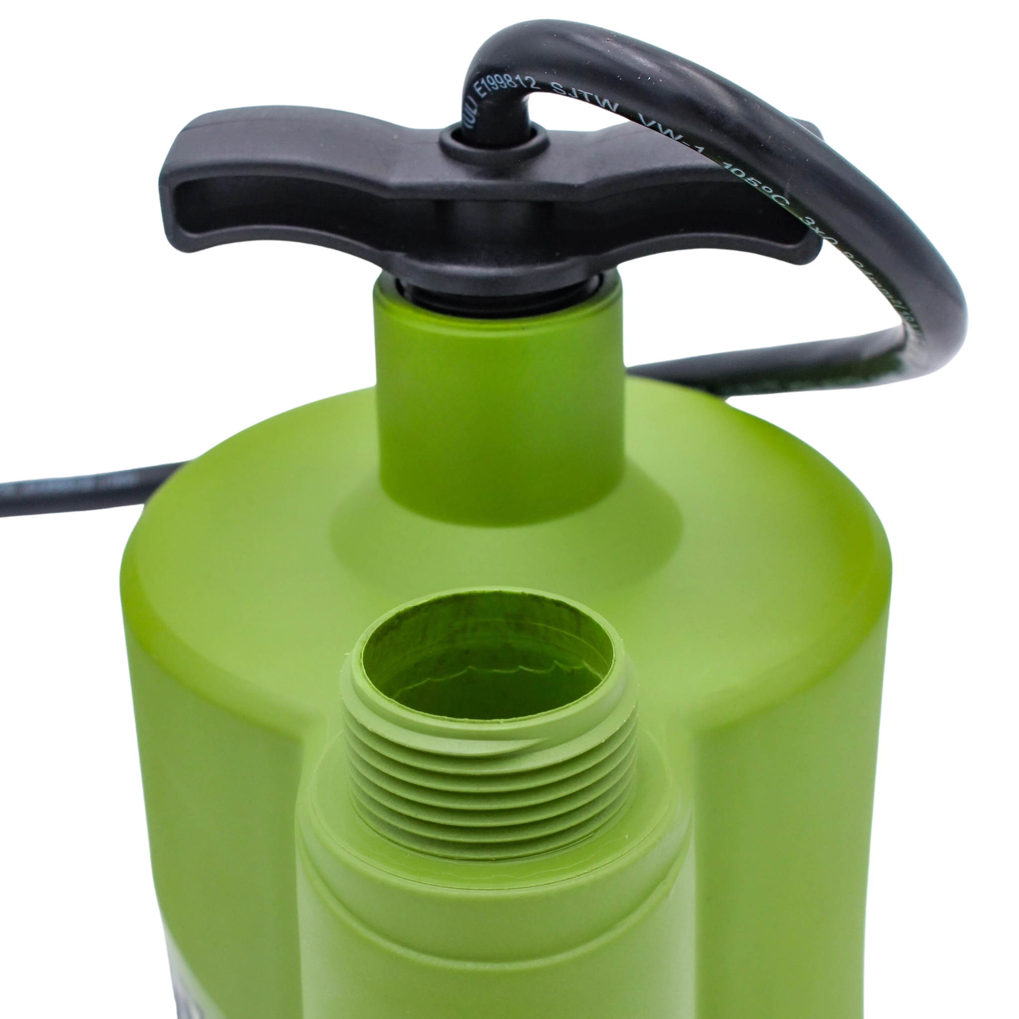 top angled view showing handle and threading at outlet
