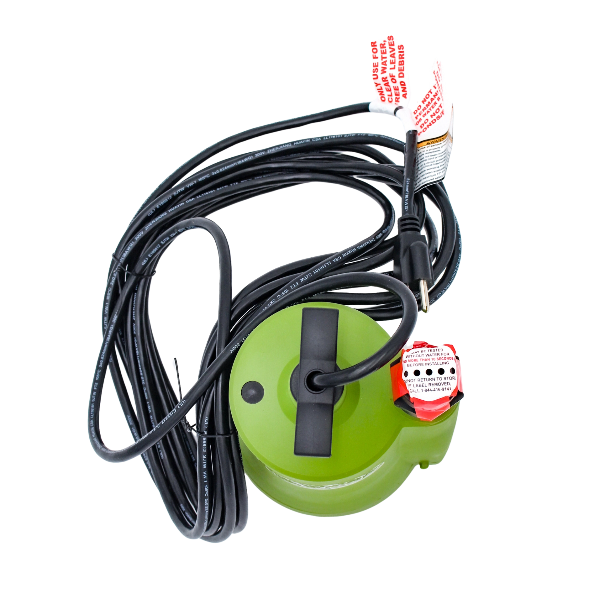 top view showing cord wrapped around pump and handle
