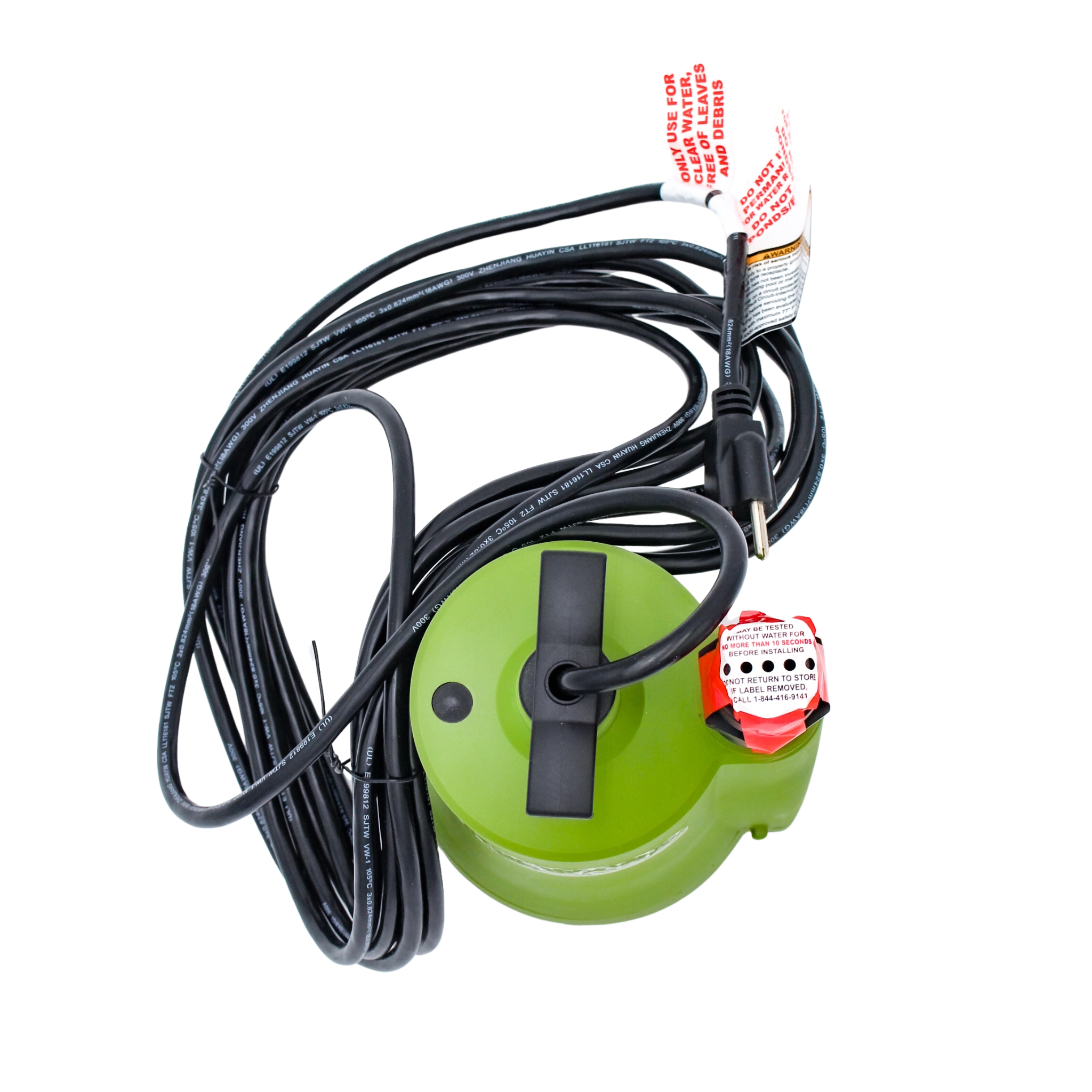 top view showing cord wrapped around pump and handle
