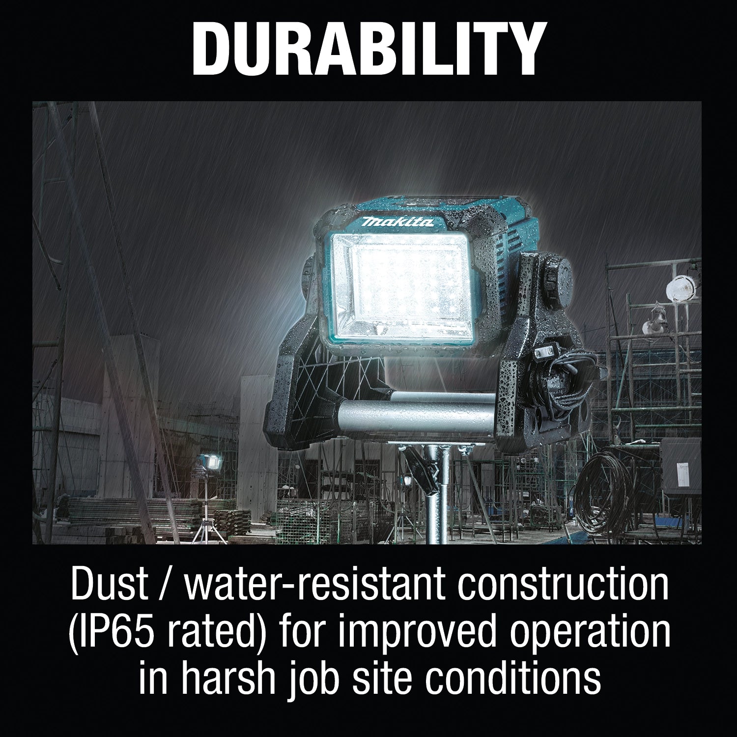 durability of makita dml811 led work light with rugged build and ip65 rating
