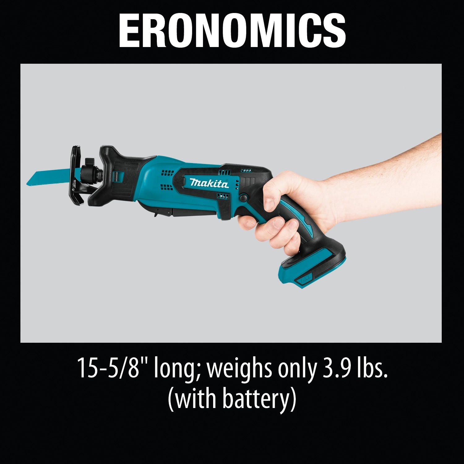 ergonomic grip and lightweight design of makita compact recipro saw for user comfort

