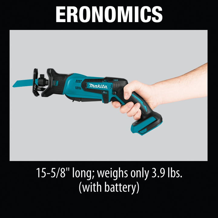 ergonomic grip and lightweight design of makita compact recipro saw for user comfort
