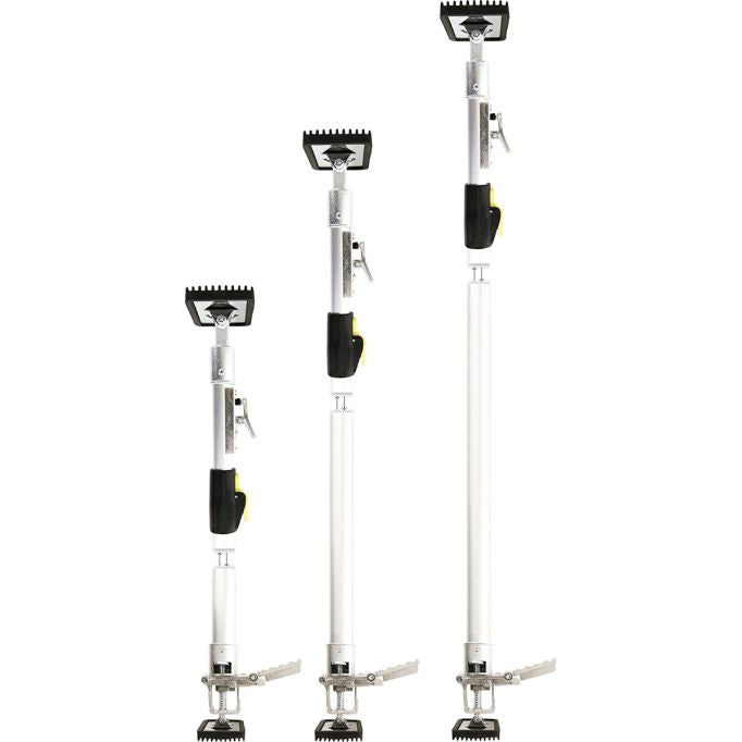 E-Z UP pole shown at multiple extension heights to demonstrate adjustable functionality
