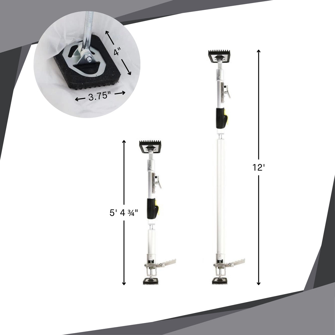 E-Z UP support pole shown next to a standard doorway for scale and height comparison
