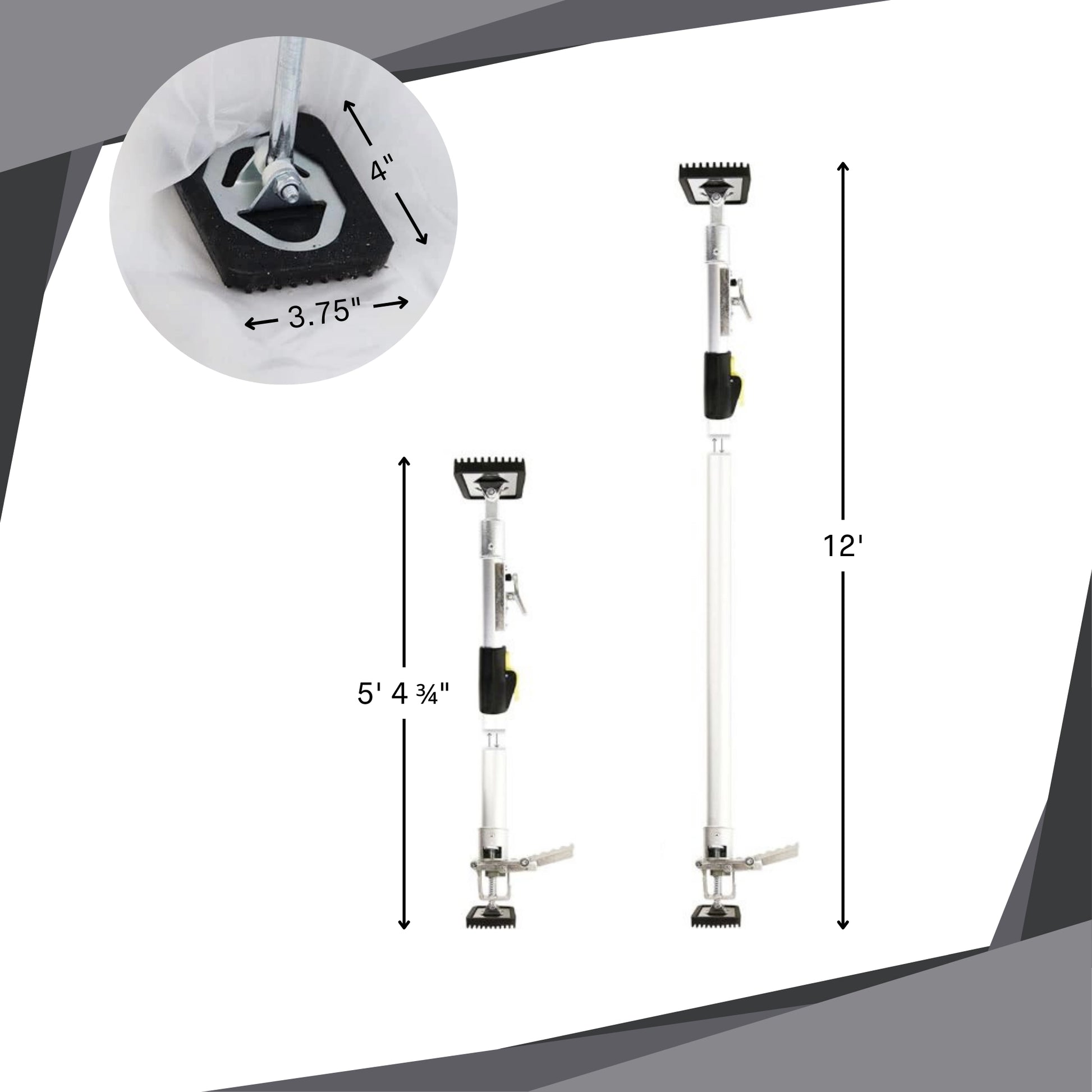 E-Z UP support pole shown next to a standard doorway for scale and height comparison
