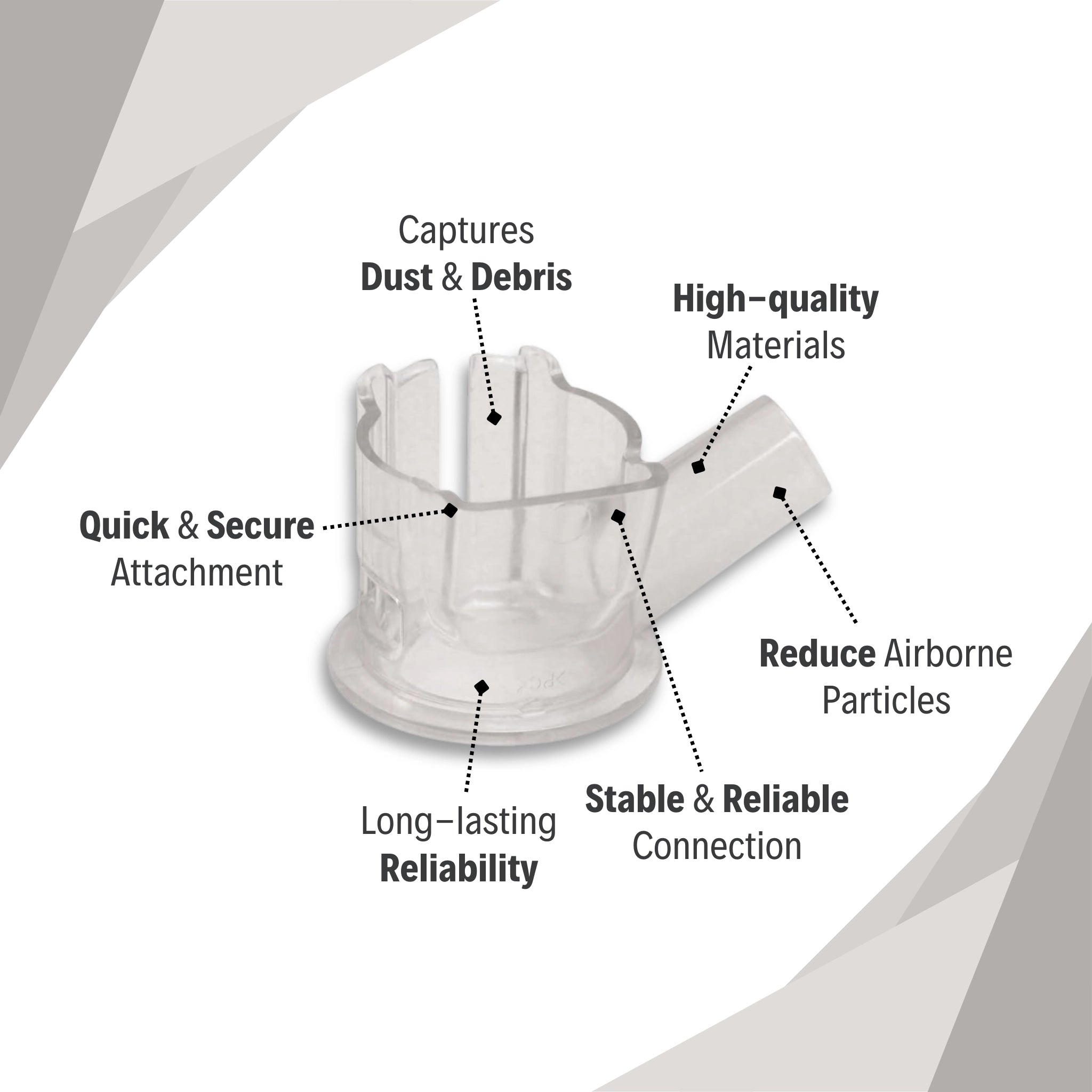 features of makita dust xtracting base including dust port, mounting system, and durable housing
