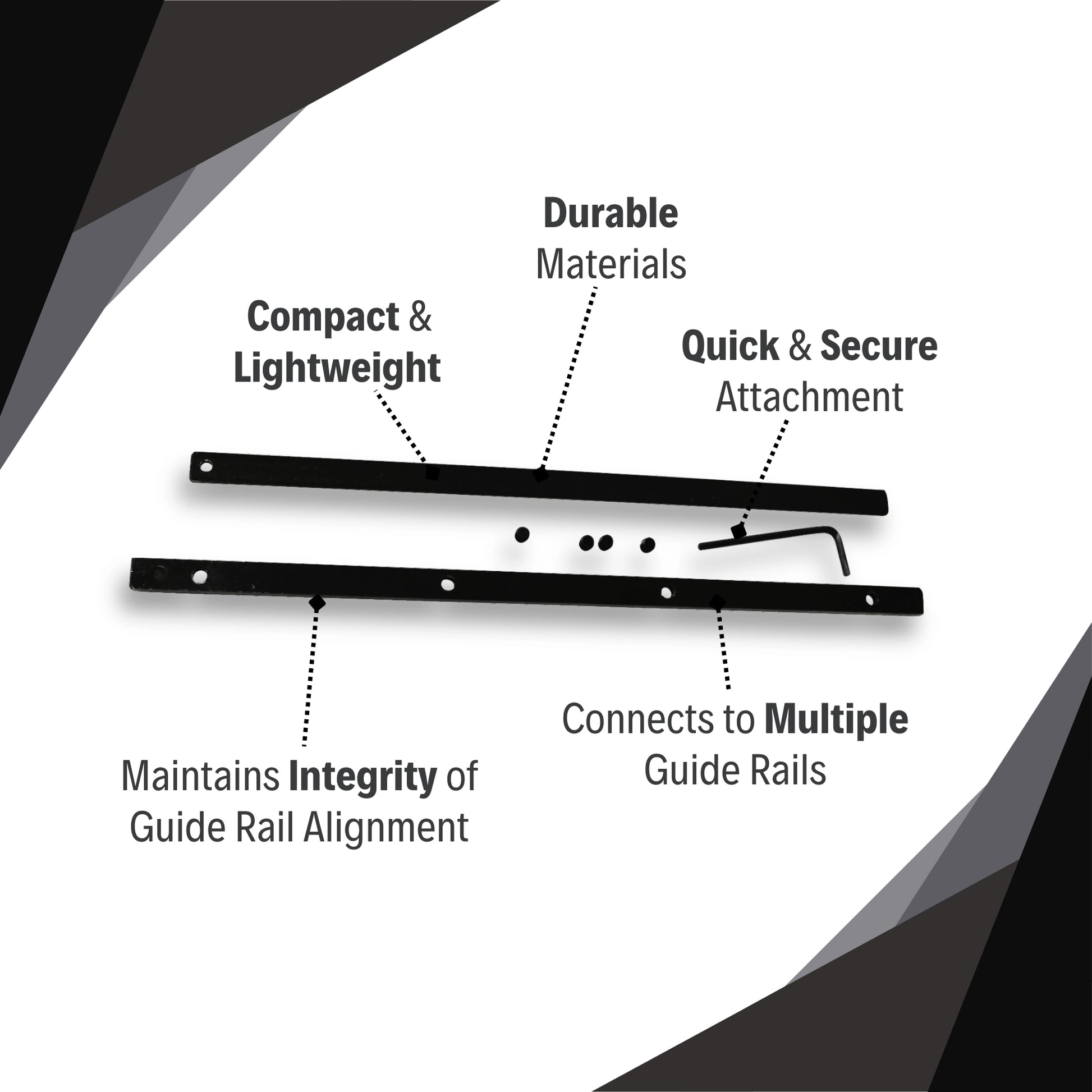 features of makita guide rail connector showing threading, fitment, and alignment
