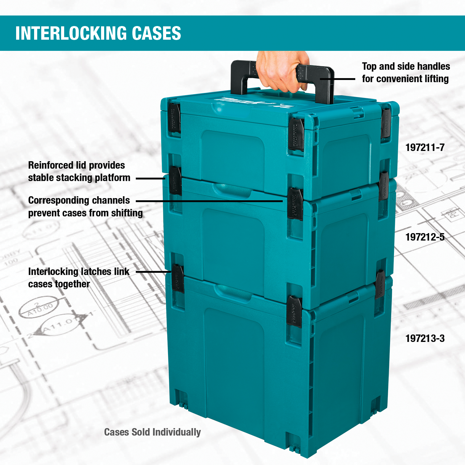 features of makita large insulated cooler including latch, handle, and interlock
