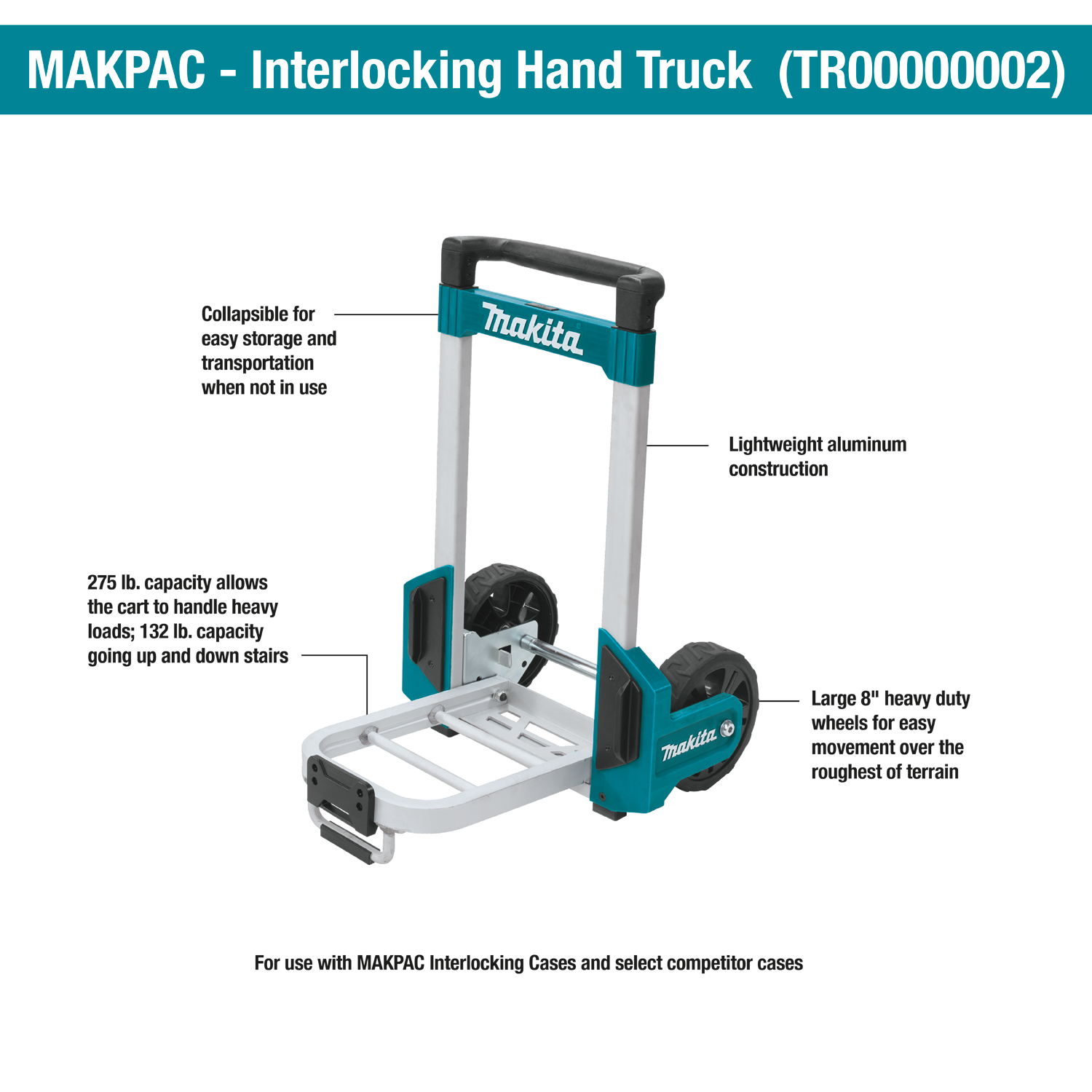 features of makita maktrak trolley for tool transport
