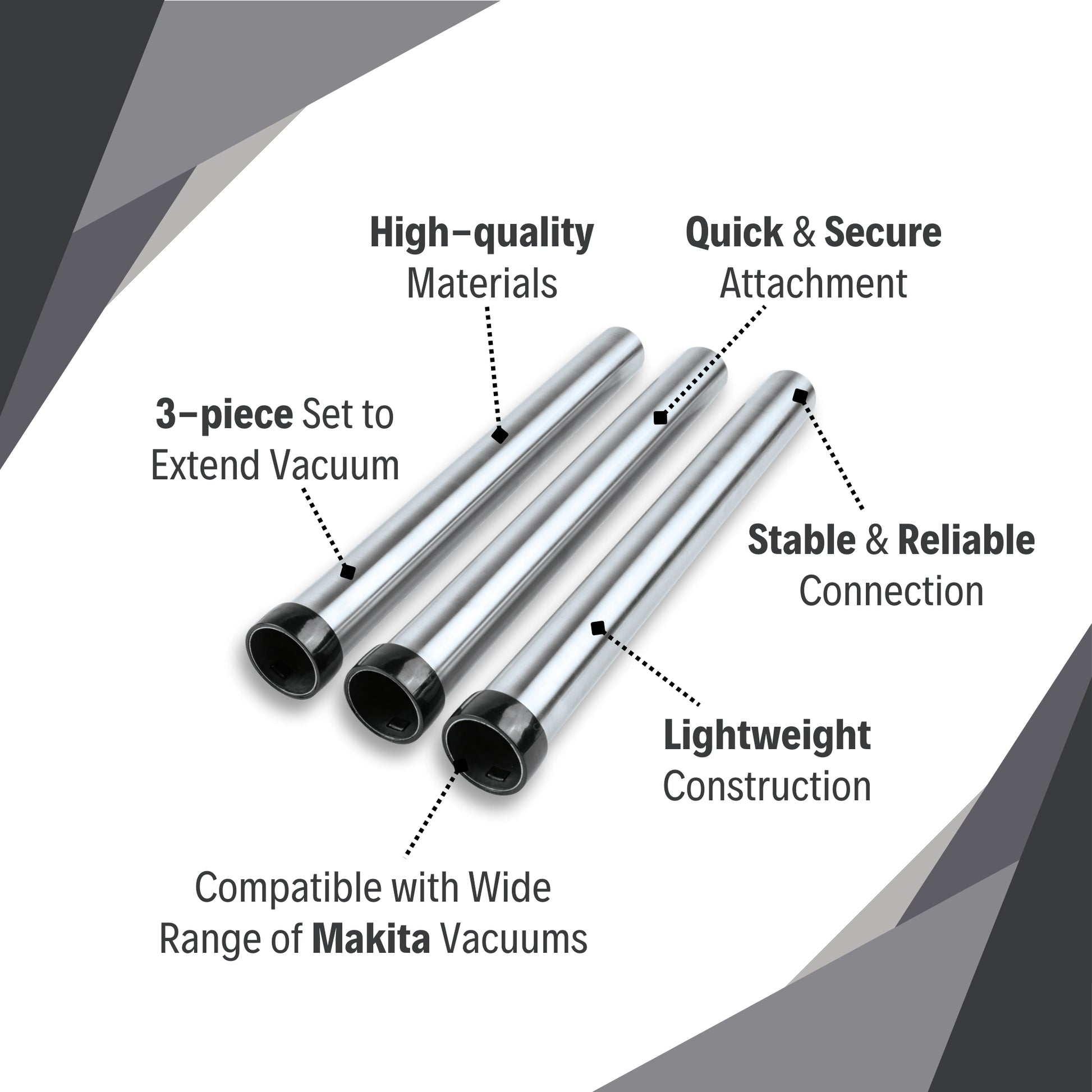features of makita sp6000 guide rail connector including threaded ends and durable steel
