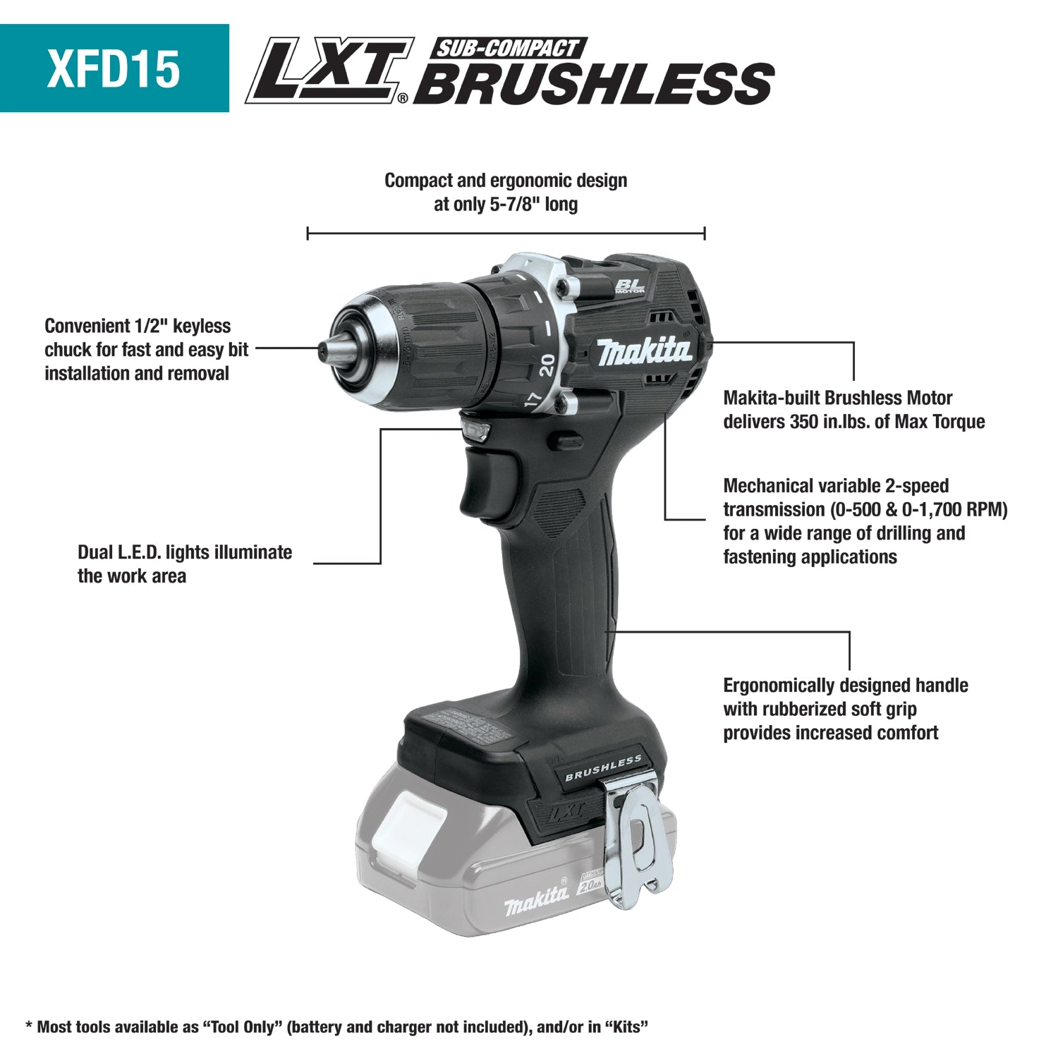 key features of makita sub compact drill used for efficient fastening
