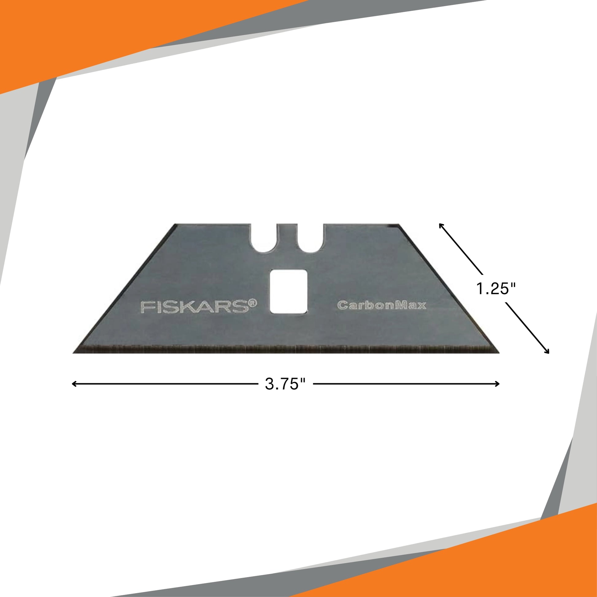 Fiskars CarbonMax blade shown on measuring scale for size reference
