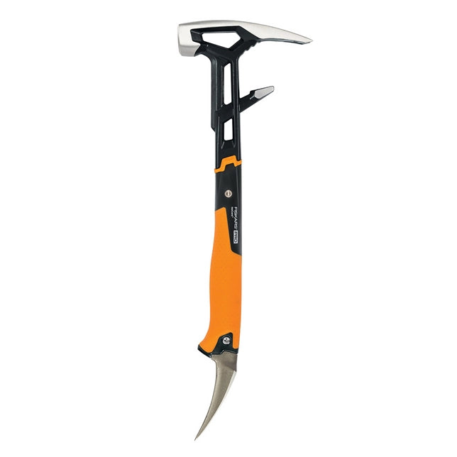 Front view of Fiskars IsoCore 18" demolition tool with forged steel head
