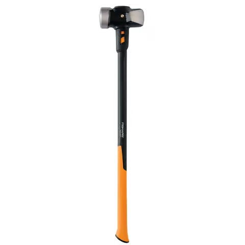 Front view of Fiskars IsoCore sledge hammer with textured grip handle
