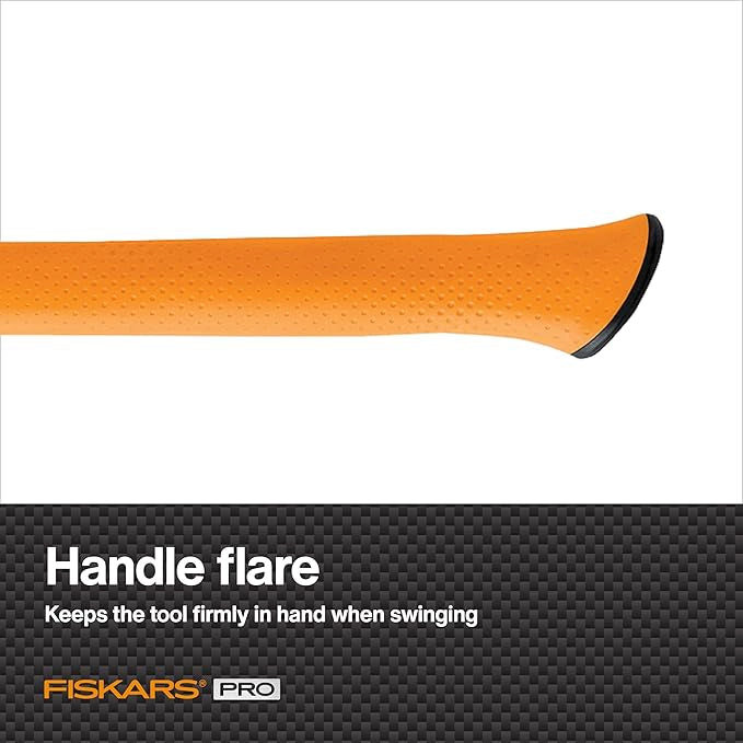 Full view of sledge hammer handle with textured grip
