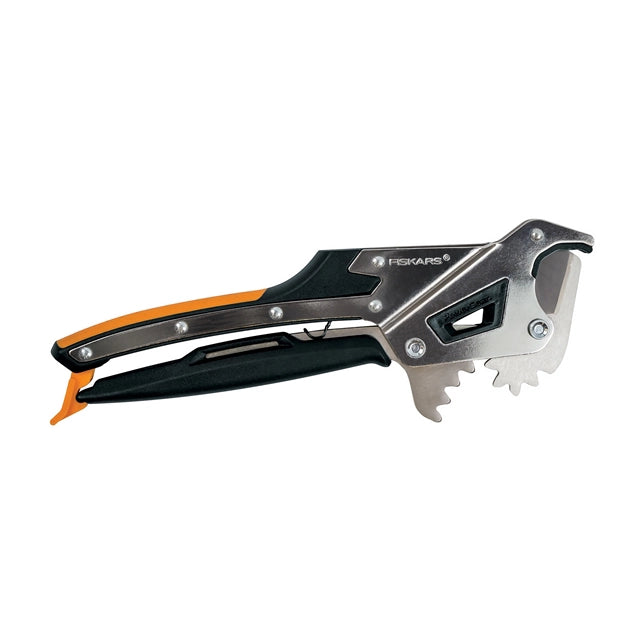 Side view of Fiskars Pro Pipe Cutter showing ergonomic design and form
