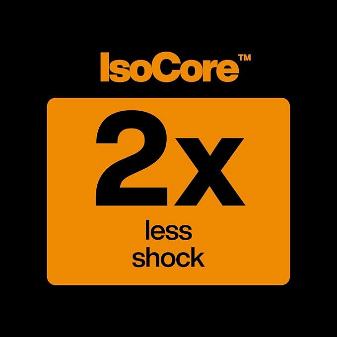 Graphic showing 2x less shock with IsoCore technology
