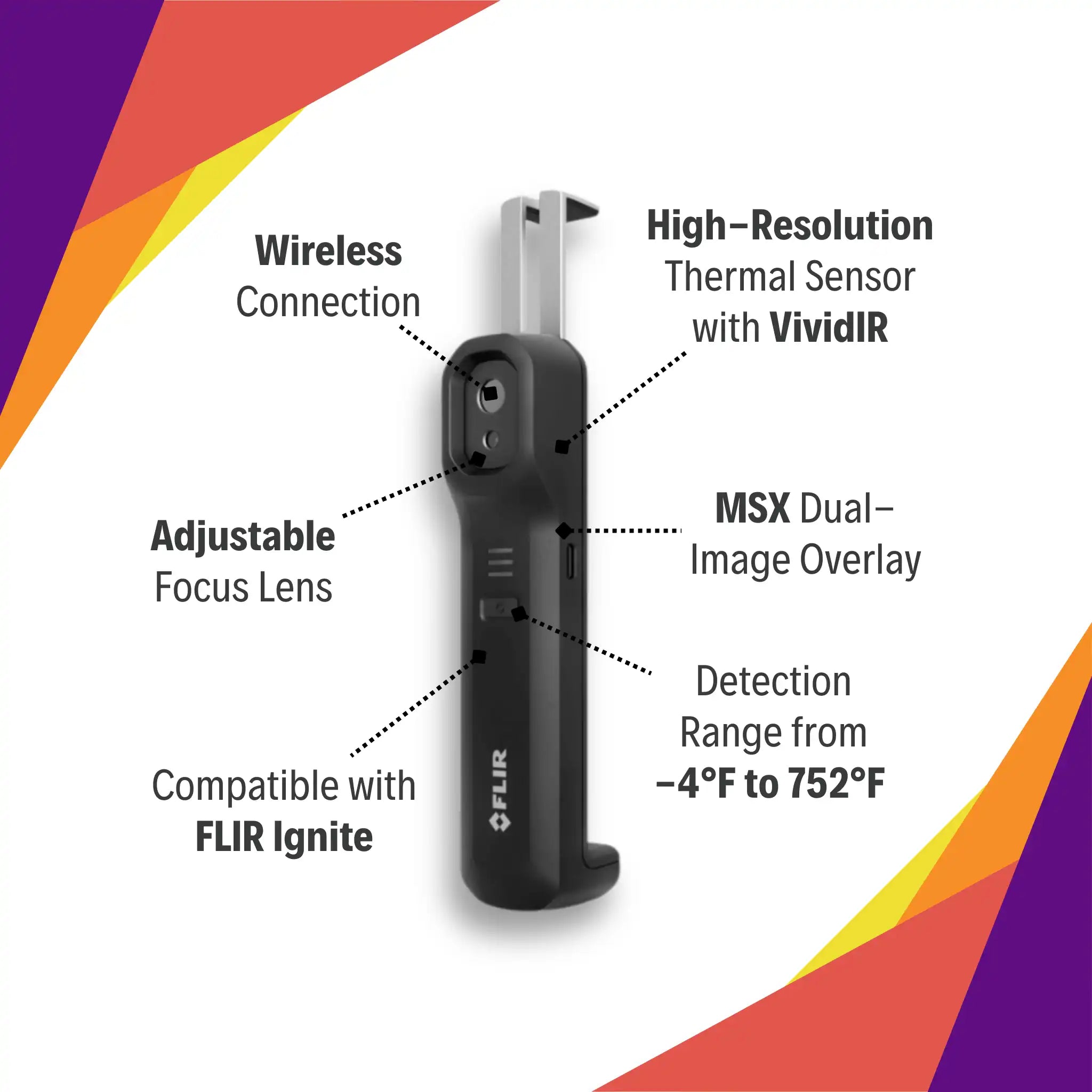 flir one edge pro thermal camera with wireless connection and vividir sensor features
