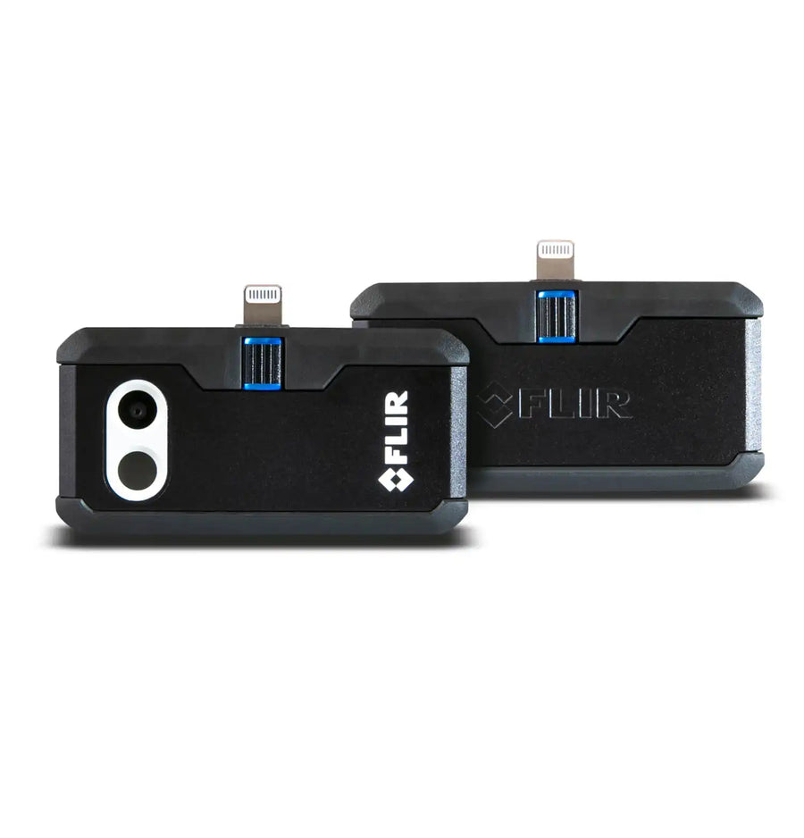 front and back view of flir one pro thermal camera for ios devices with lightning connector
