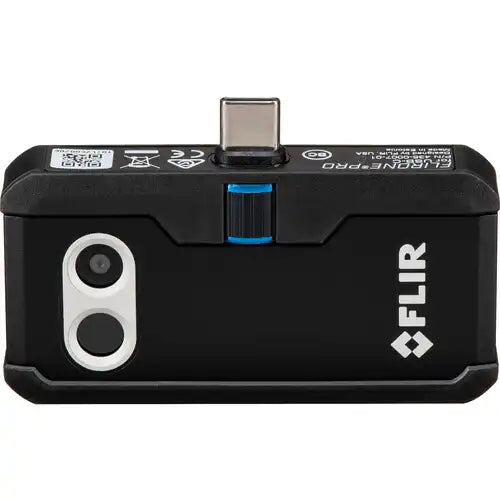 straight front view of flir one pro usb-c thermal attachment
