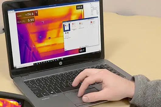 thermal camera results being transferred to computer for review
