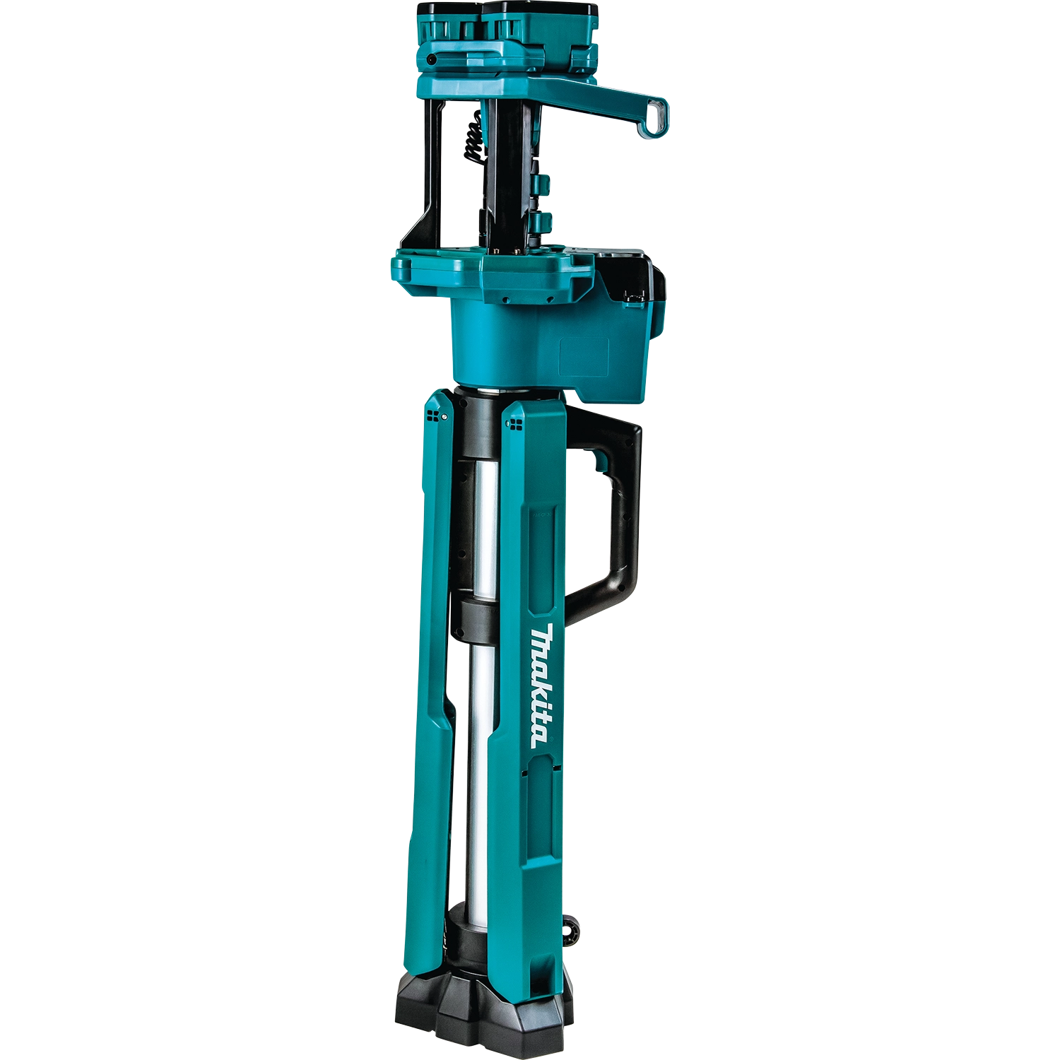 makita 18v lxt tower work light fully folded for compact storage and portability
