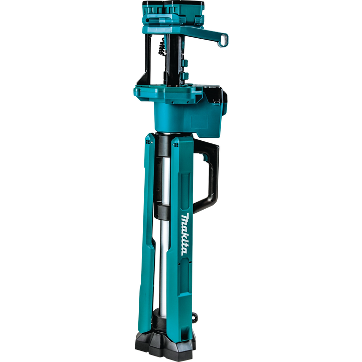 makita 18v lxt tower work light fully folded for compact storage and portability
