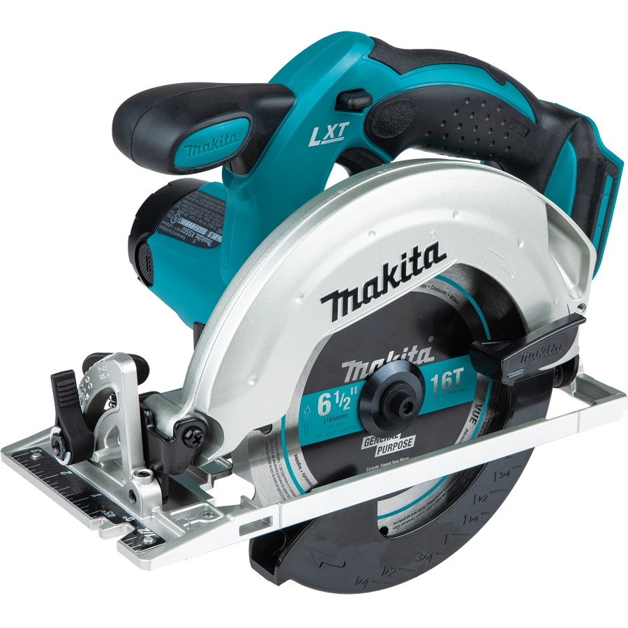 front angle view of makita 18v lxt compact recipro saw showing blade clamp and ergonomic grip
