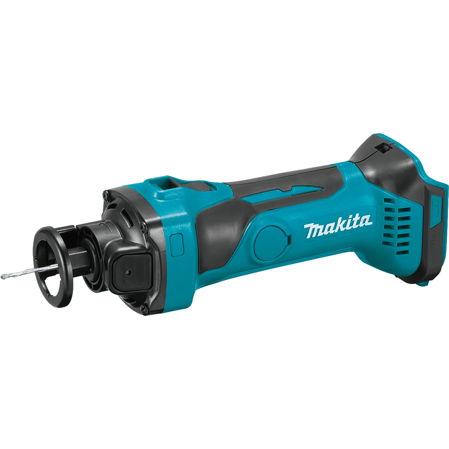front view of makita 18v lxt cordless cut-out tool showing compact design and led light
