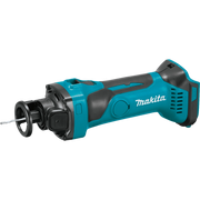 front view of makita 18v lxt cordless cut-out tool showing compact design and led light
