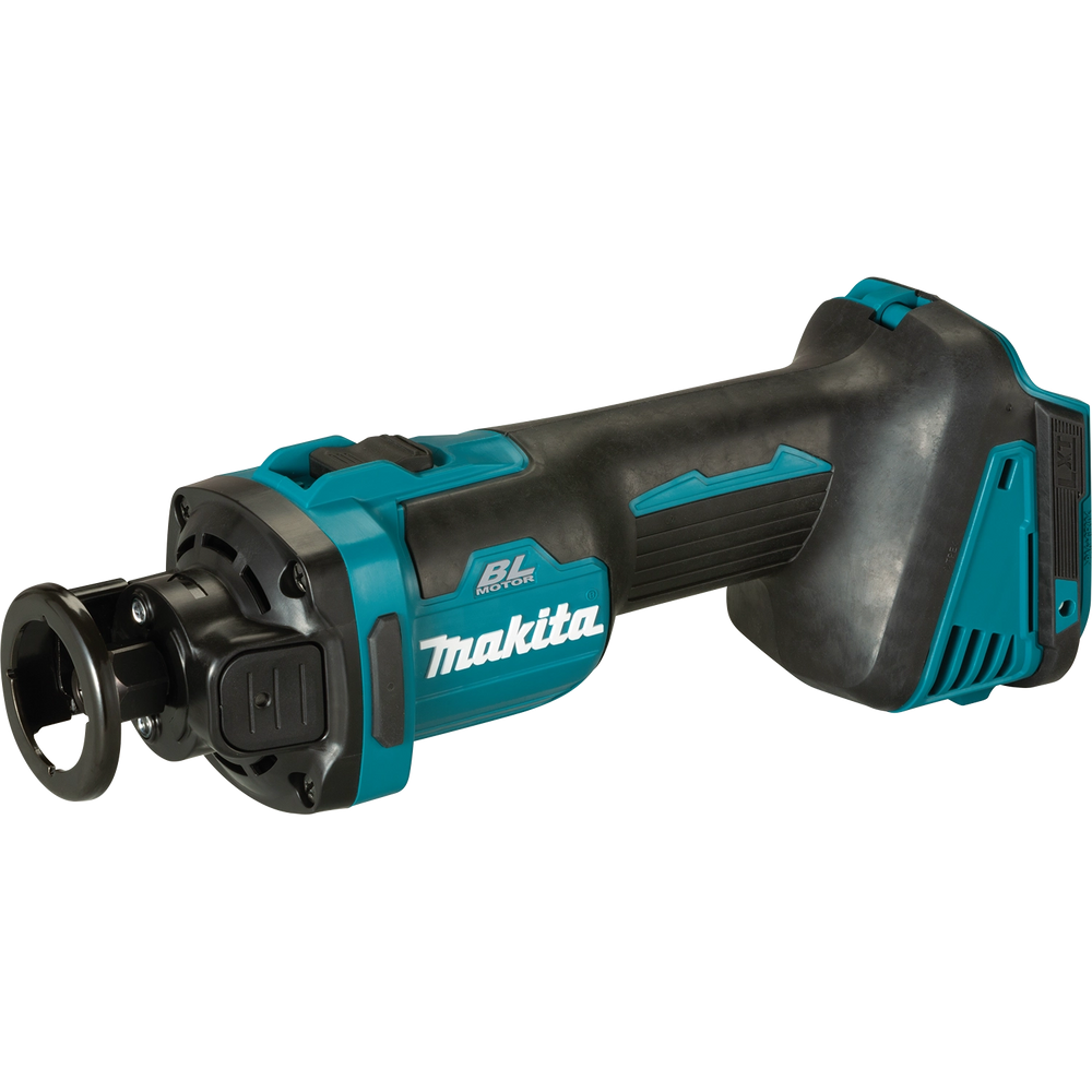 front view of makita xoc02z cut-out saw showing compact blade housing and ergonomic grip
