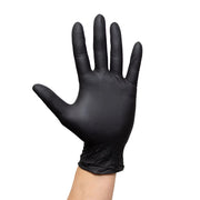 Front view of GripProtect black nitrile gloves box with clear product labeling
