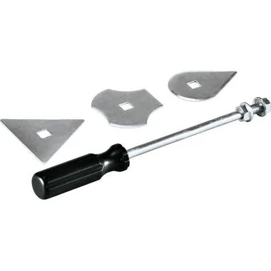 front view of makita scraper tool with flat blade attached
