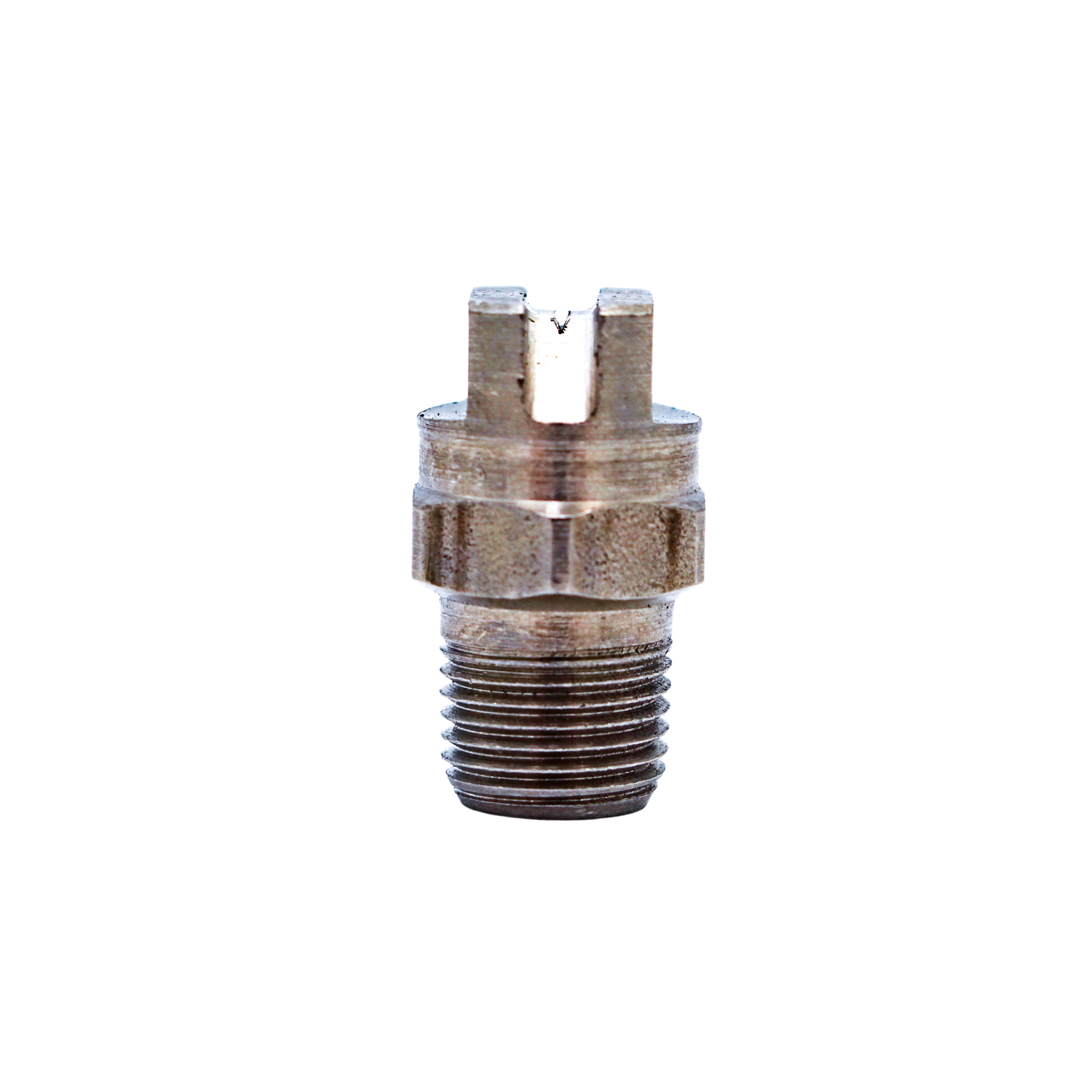 front view of vee jet nozzle showcasing spray opening
