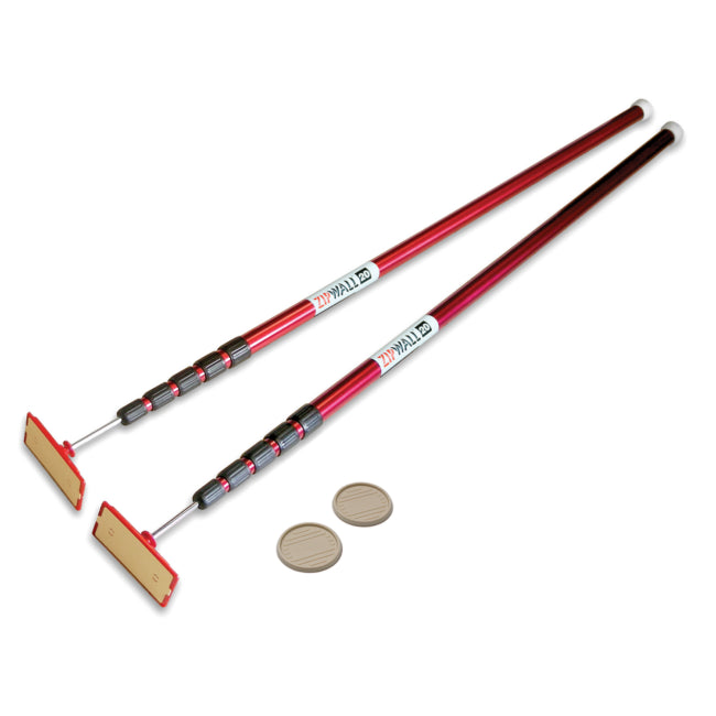 Front view of ZipWall 20' containment poles with carry bag and mounting components

