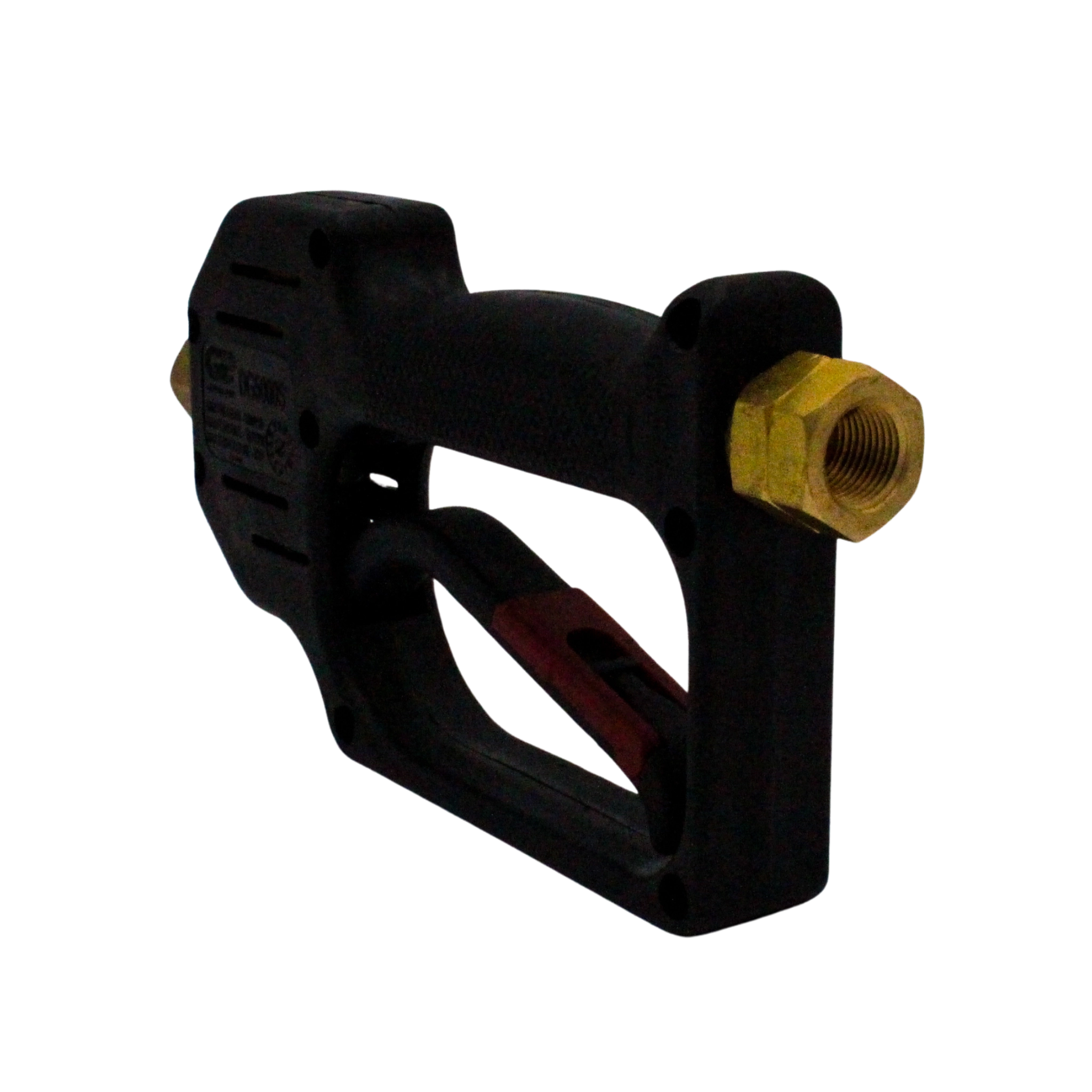 right angle view of general pump rear inlet spray gun showing inlet position and build
