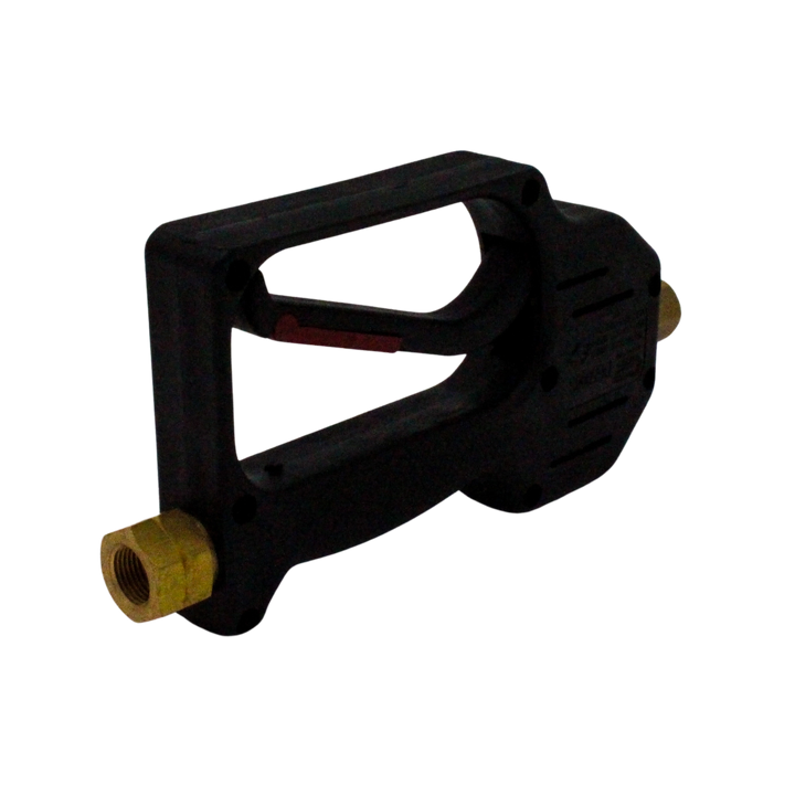 front upside down view showing base, trigger, and inlet orientation
