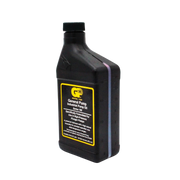 Right angle view of General Pump Series 100 pump oil bottle showing side panel and cap
