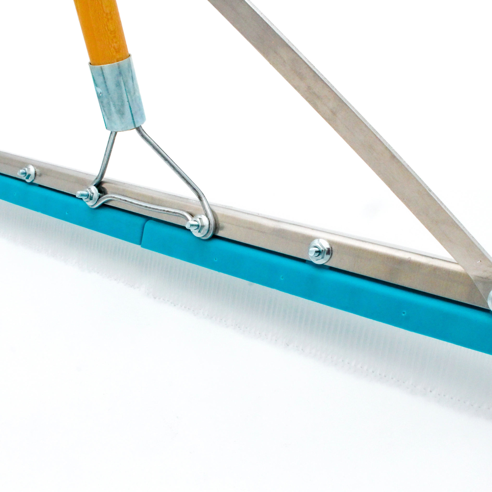 rear view of grandi groom rake showing bolt attachments and back of rake head
