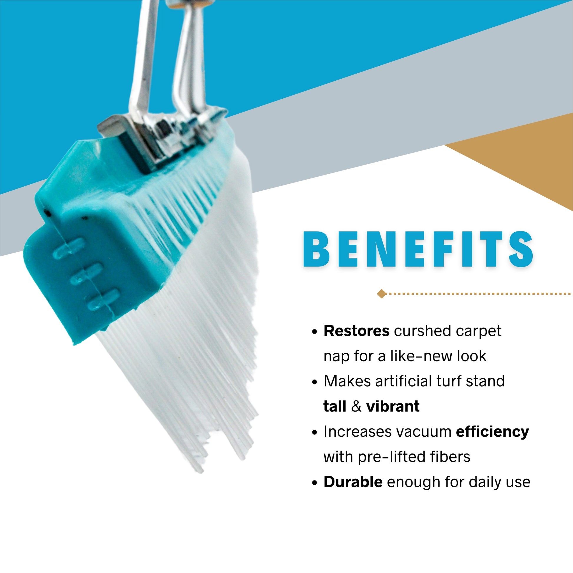 grandi groom rake lifting carpet fibers and prepping surface for vacuuming
