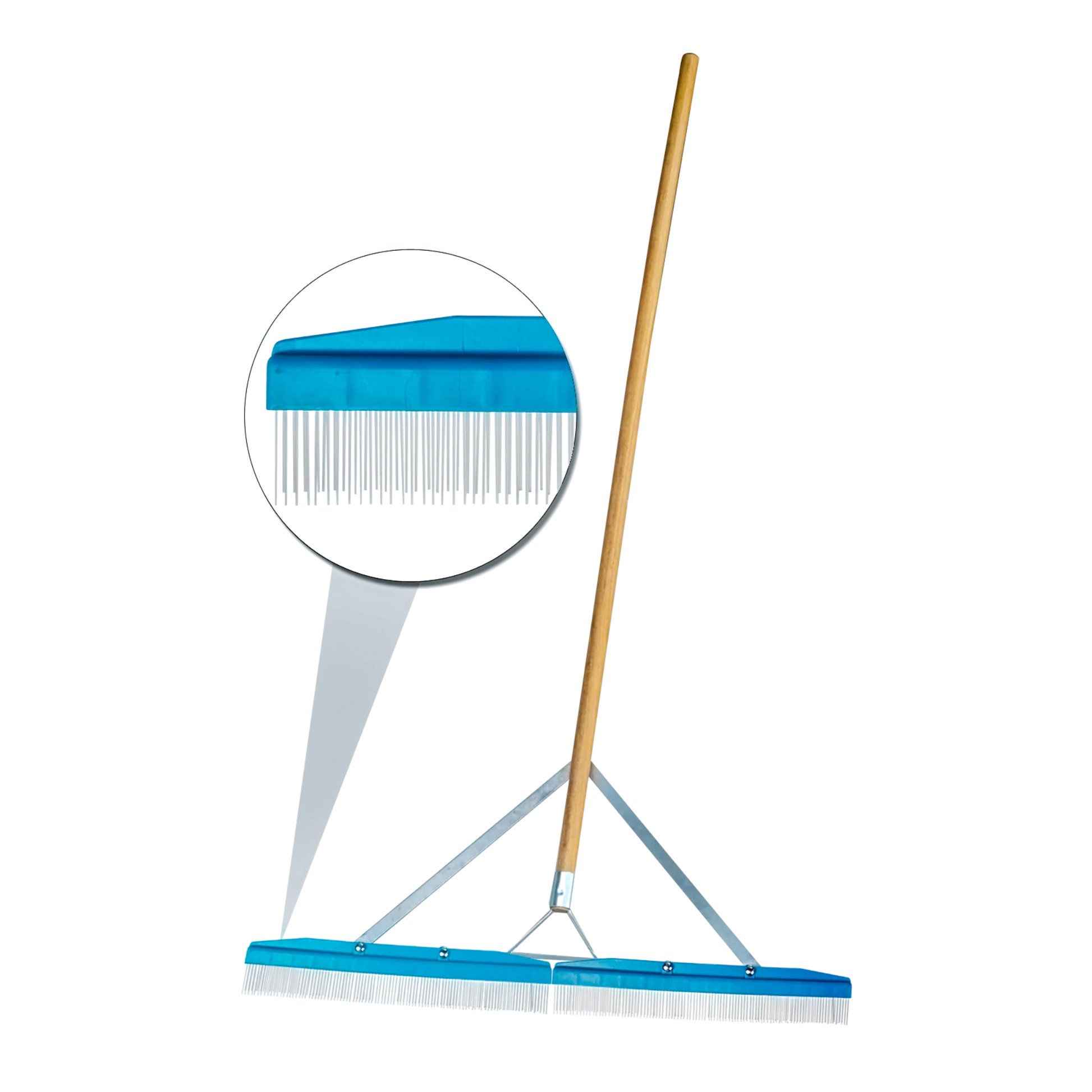 close-up of durable nylon bristles on grandi groom rake for deep carpet grooming
