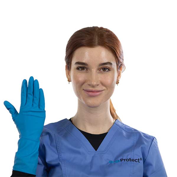 GripProtect - High Risk - 14 Mil Latex Powder-Free Exam Gloves - Blue