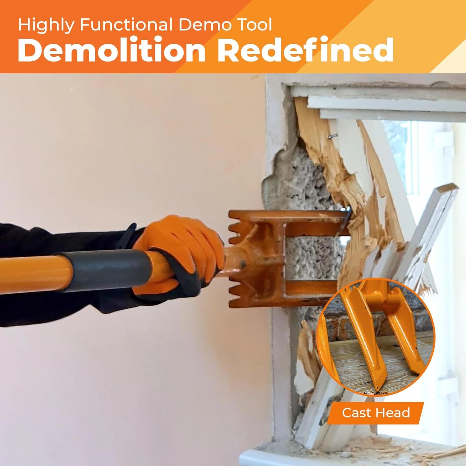 Detailed close-up of steel welds and finish on Gutster demolition bar near handle joint
