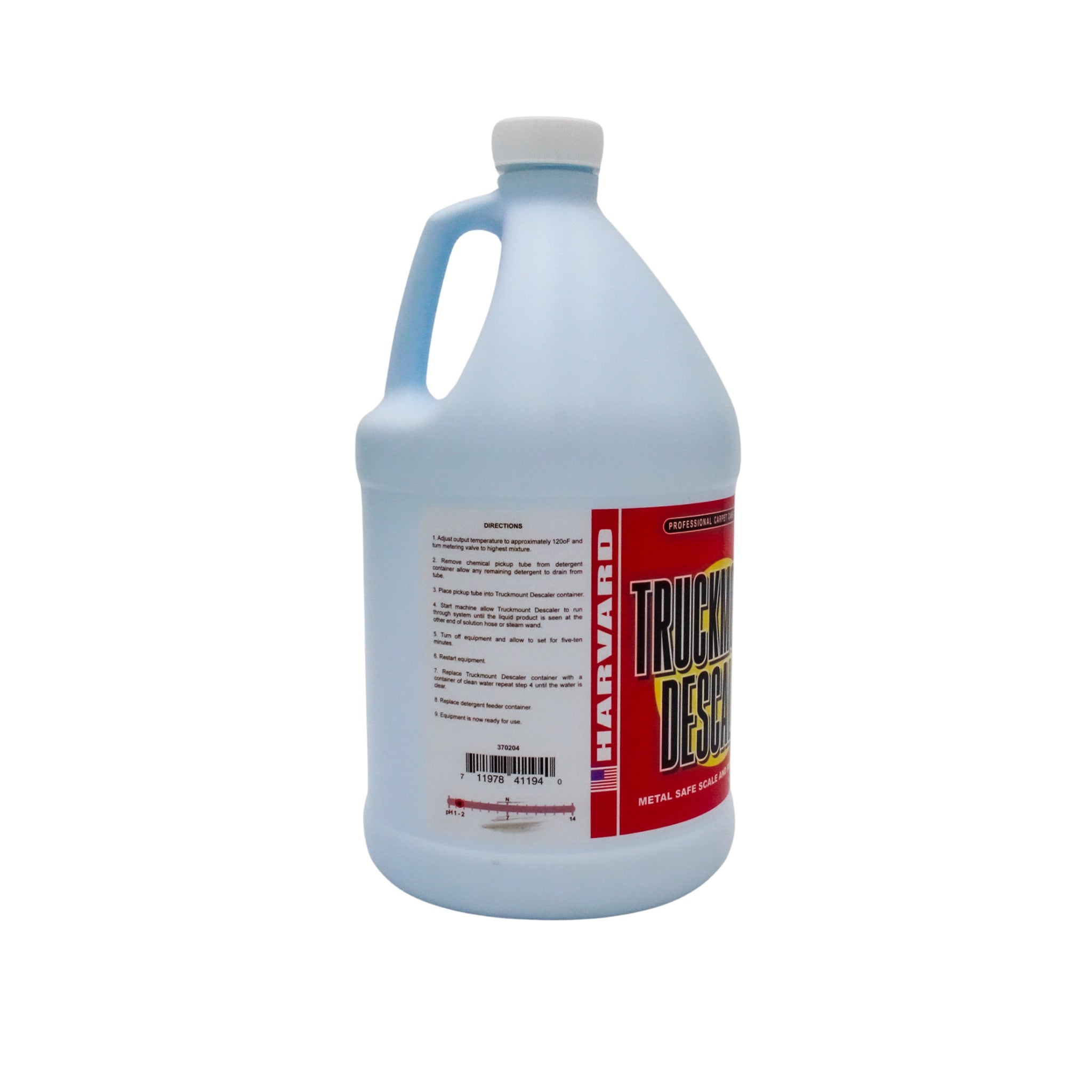 angled right view of descaler highlighting handle and side label
