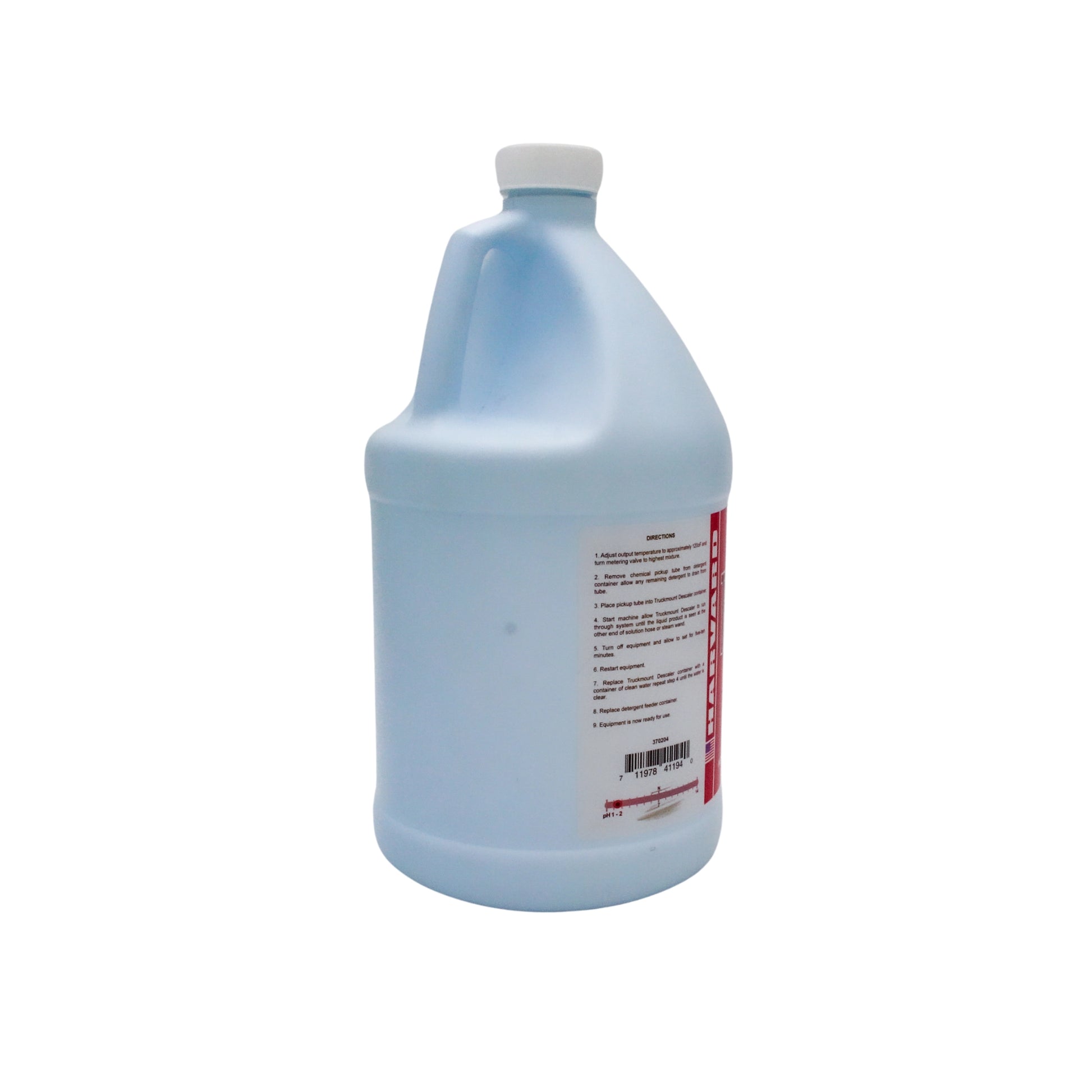 right side view of harvard descaler showing dilution instructions and text
